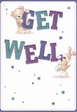 With all the optimism and light-heartedness that Creekmouth locals cherish, this get well card brings together two adorable friends-a gentle teddy bear and a spirited puppy-whose joyful play is woven through every detail. The bear, softly textured and plush, clings to the curving top of 'GET,' while the floppy-eared pup, painted with affectionate lines, leans trustingly against 'WELL.' Purples, teals, and indigos weave through the letters, each hue vibrant yet soothing against a calm cream background that evokes a sense of clarity-much like the fresh air drifting across local parks. Starry bursts in cool blue and lavender shimmer throughout the scene, echoing the gentle sparkle of dusk over the creek. The entire composition conveys not just well-wishes, but a heartfelt embrace that feels as genuine as a caring visit from a neighbour. Whether delivered alongside a fresh bouquet from Creekmouth's expert florists or shared on its own, the card radiates a sincere blend of comfort, encouragement, and local warmth-perfect for lifting the spirits of someone recovering anywhere in Creekmouth.